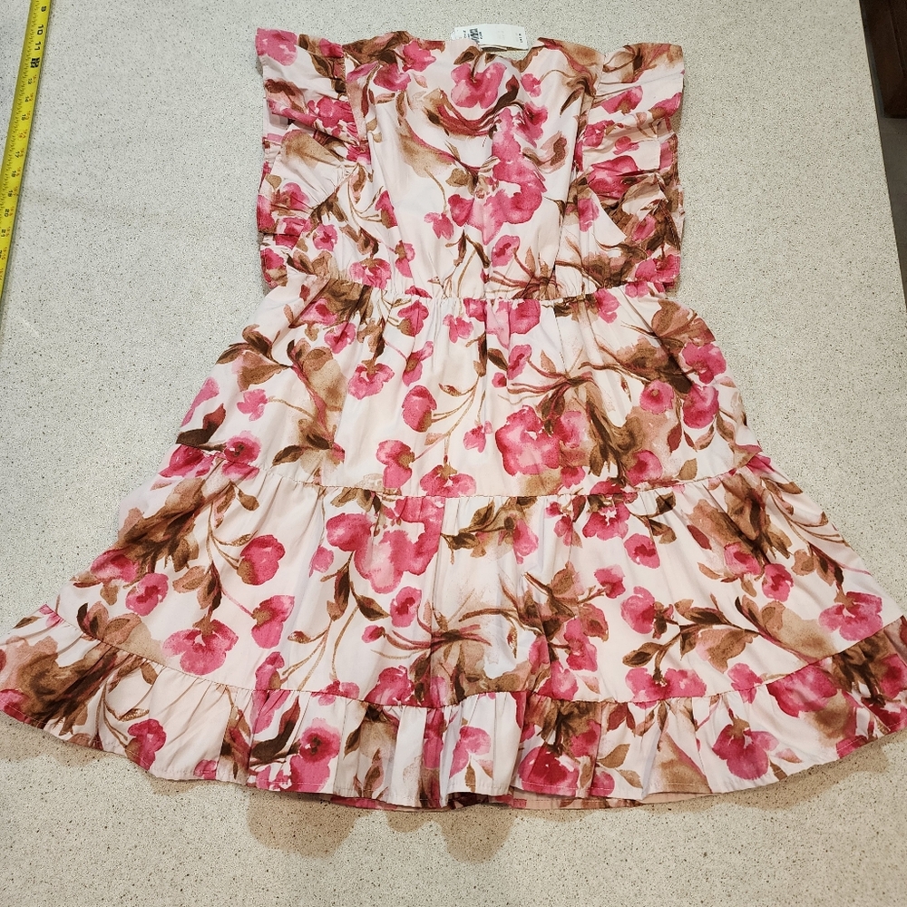 Abercrombie Fitch Dress Medium Floral Pink Whimsy Romantic Garden Fairy Ruffle - Picture 5 of 9